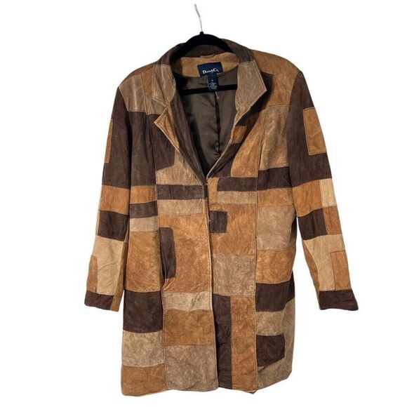 Denim&Co Jackets & Blazers - Vtg Denim & Co Genuine Leather Patchwork Trench Coat 1X Women’s